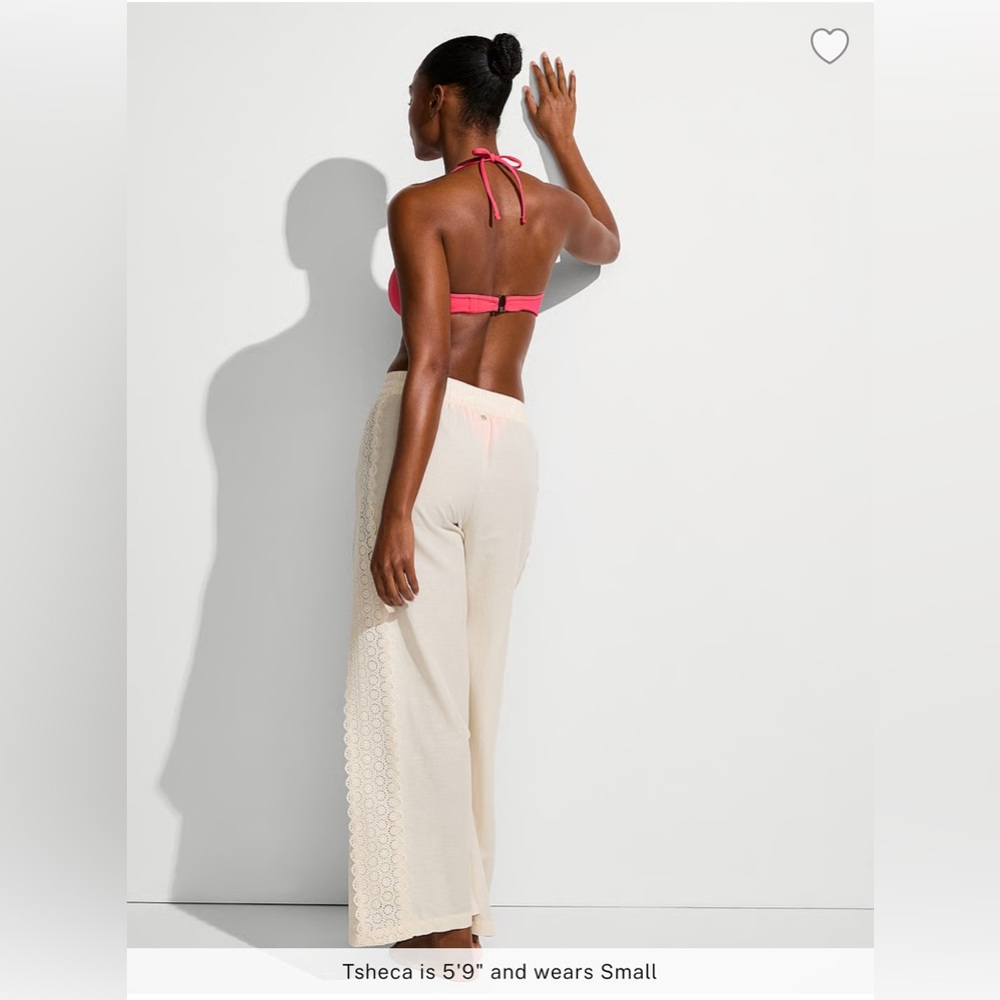 🆕 RESERVED EB VICTORIA'S SECRET SWIM BEACHWEAR LINEN LACE-TRUM COVER-UP PANTS M - Picture 4 of 16